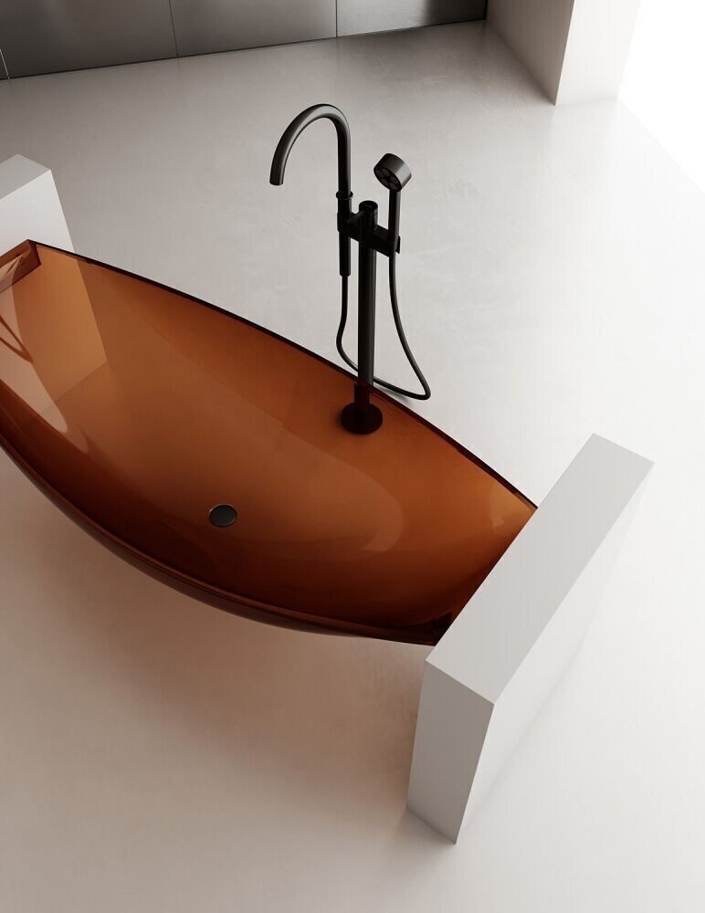 Прозрачная ванна ABBER Kristall AT9704Opal (коричневая) подвесная