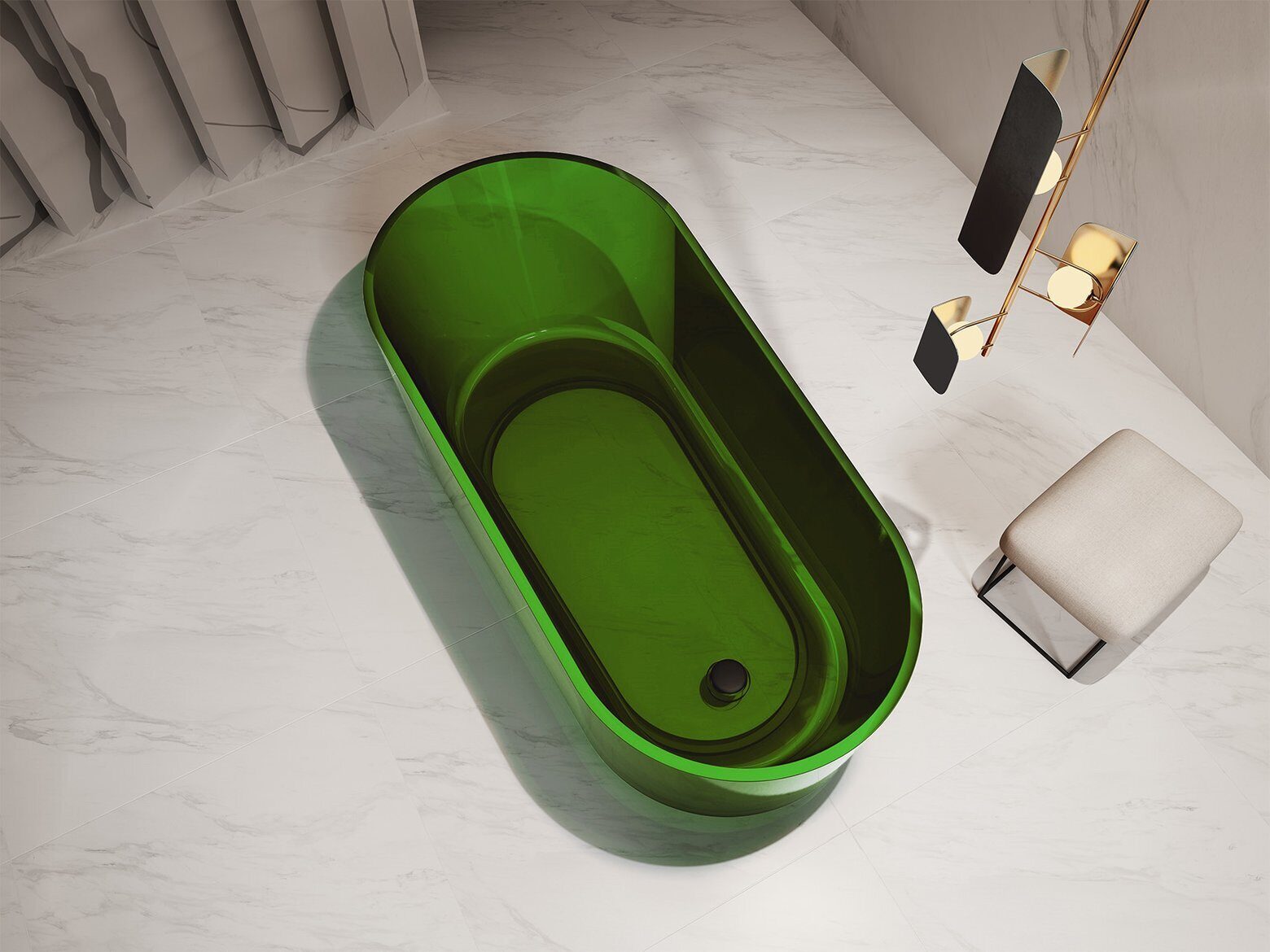 Прозрачная ванна ABBER Kristall AT9706Emerald(зеленый)