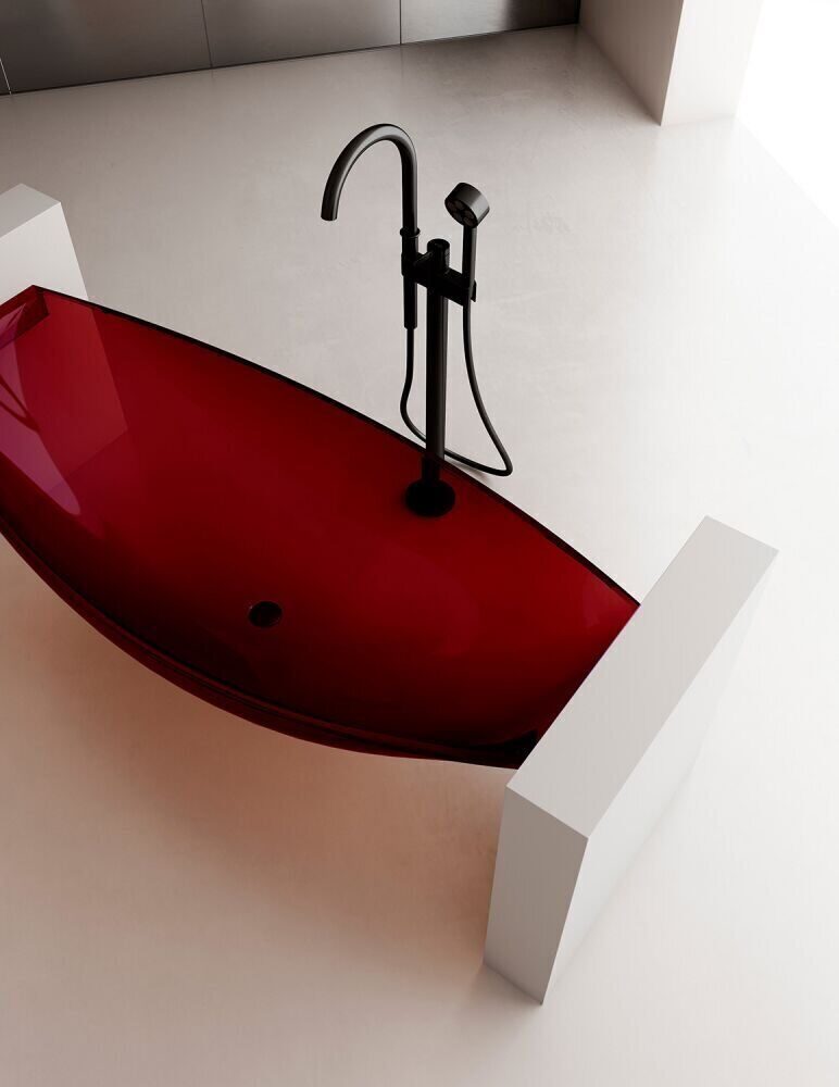Прозрачная ванна ABBER Kristall AT9704Rubin (красная)  подвесная