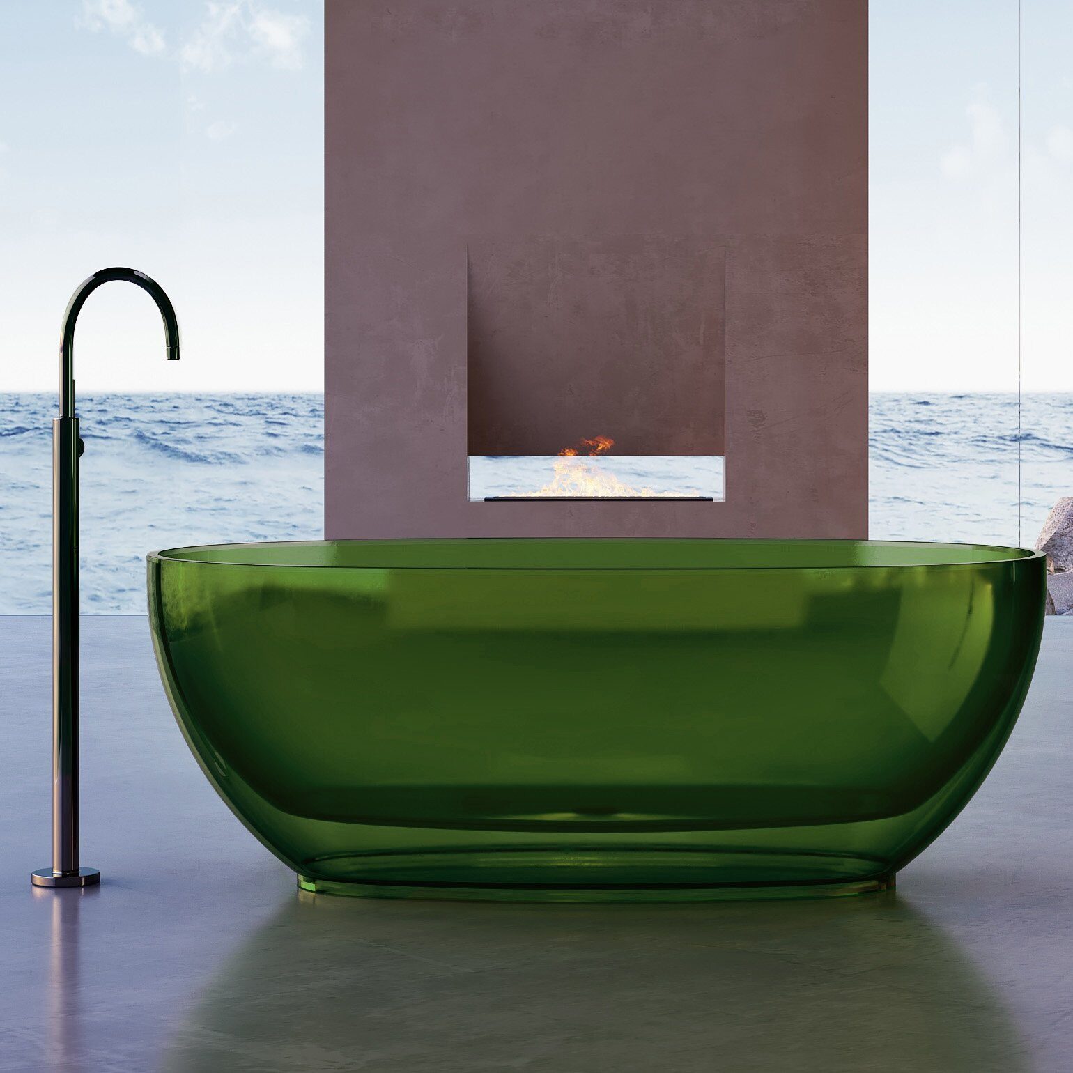Прозрачная ванна ABBER Kristall AT9703Emerald (зеленая)