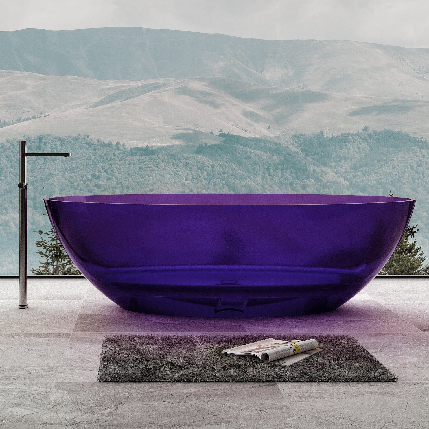 Прозрачная ванна ABBER Kristall AT9702Amethyst (фиолетовая)
