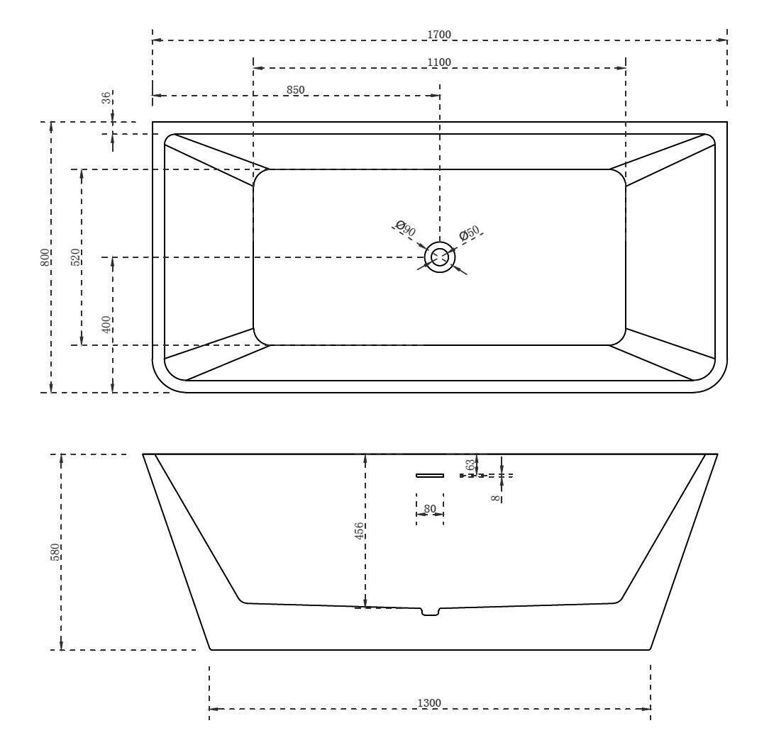 Акриловая ванна ABBER AB9212-1.7