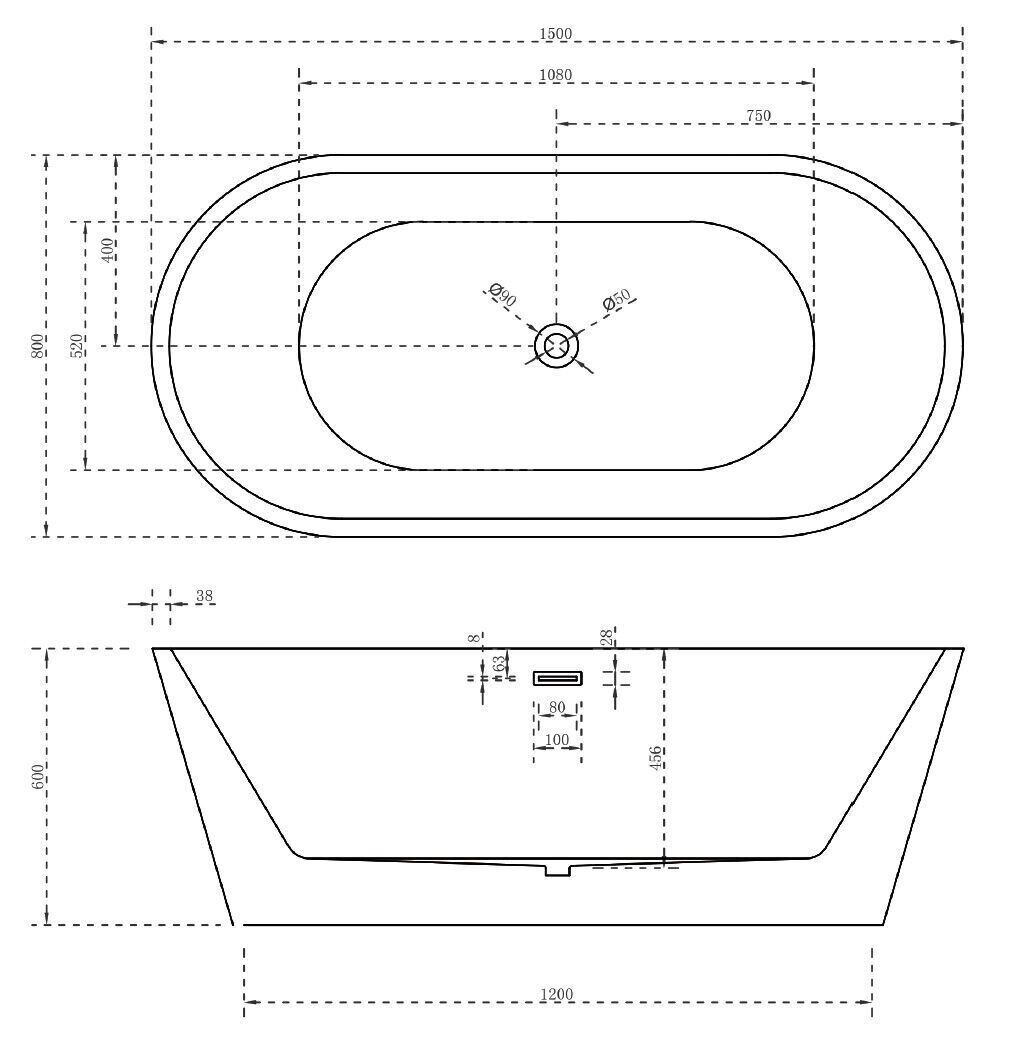 Акриловая ванна ABBER AB9203-1.5