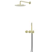 Душевая система ABBER Emotion 316 AF8851BG скрытого монтажа без излива, термостат, брашированное светлое золото