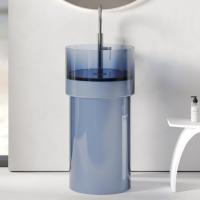 Раковина отдельностоящая прозрачная ABBER Kristall AT2701Saphir синяя