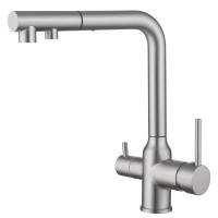 Смеситель ABBER Emotion AF8814SP для кухни с подключением фильтра и выдвижной лейкой, сатин