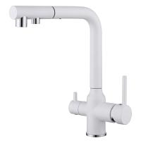 Смеситель ABBER Emotion AF8814W для кухни с подключением фильтра и выдвижной лейкой, белый матовый