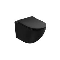 Унитаз ABBER Bequem УСAC1100TMB-01 подвесной черный матовый, безободковый, смыв торнадо, Ограниченно годен